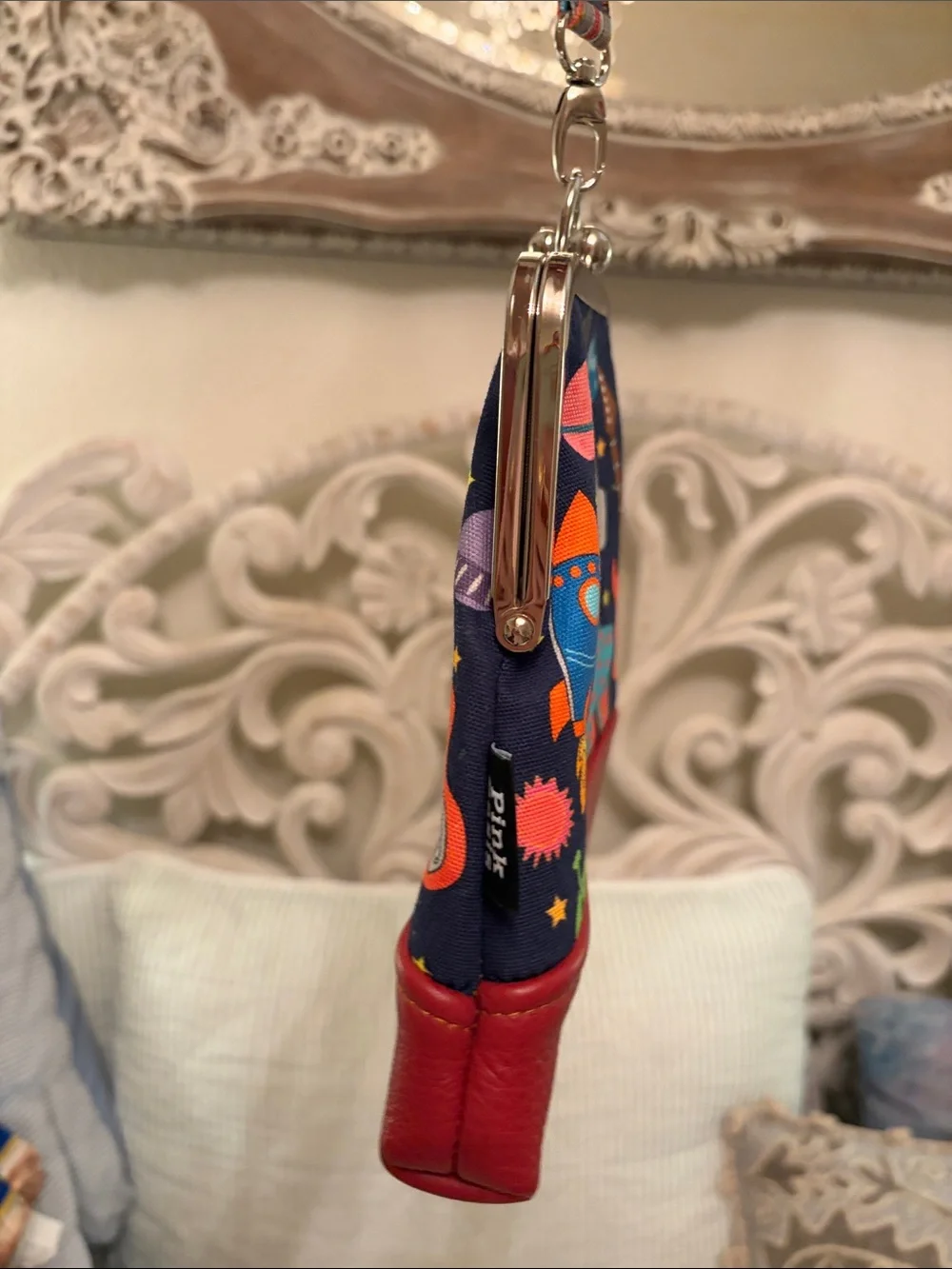 Space oddity/Ziggy Stardust /David Bowie Wristlet with crimson leather